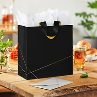 10.4" Gold Lines on Black Large Square Gift Bag for only USD 7.79 | Hallmark