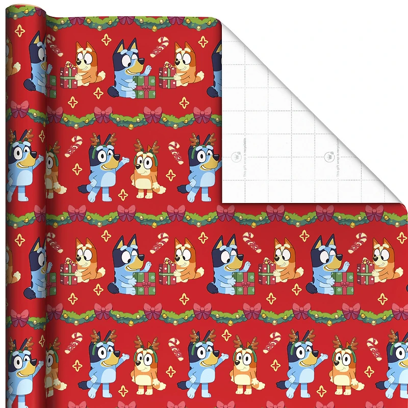 Bluey and Bingo on Red Christmas Wrapping Paper Roll, 25 sq. ft. for only USD 4.99 | Hallmark