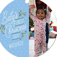 Baby's First Christmas Round Metal Personalized Ornament