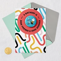Peanuts® Charlie Brown and Snoopy Good Grooves Birthday Card With Button Pin for only USD 7.99 | Hallmark