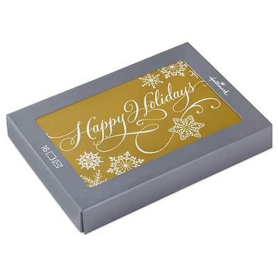 Snowflakes and Script on Gold Boxed Christmas Cards, Pack of 16 for only USD 15.49 | Hallmark