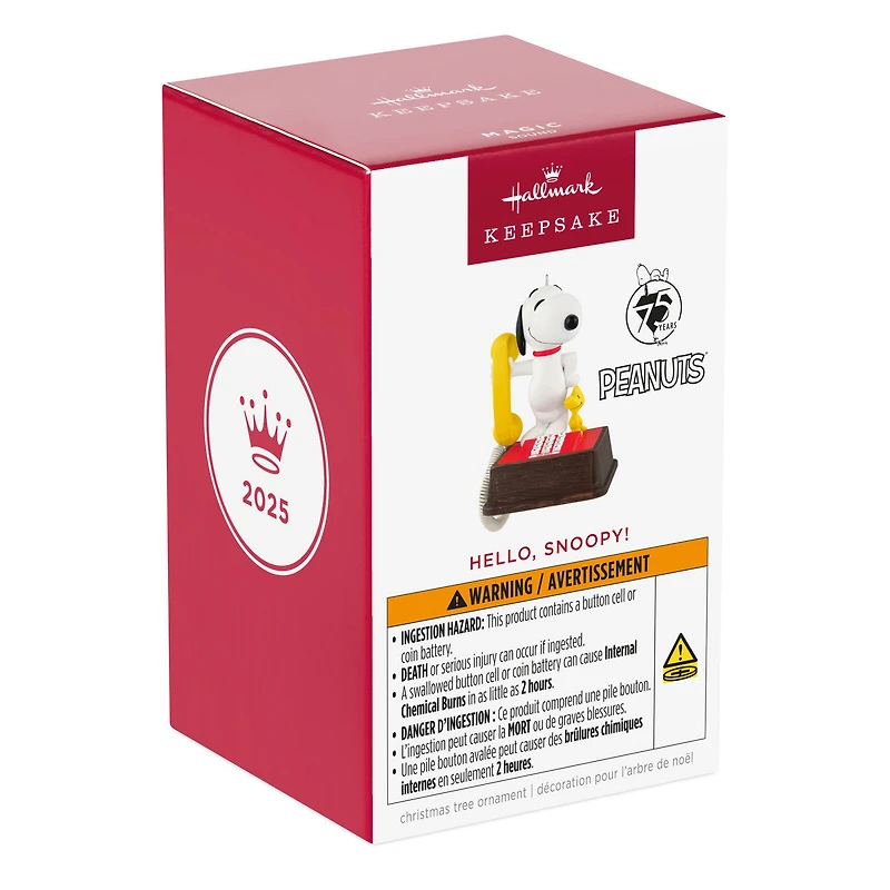 Peanuts® 75th Anniversary Hello, Snoopy! Ornament With Sound for only USD 37.99 | Hallmark