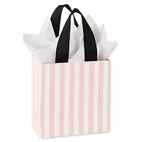 5.5" Black Bow on Pink Stripes Small Gift Bag With Tissue Paper for only USD 8.99 | Hallmark