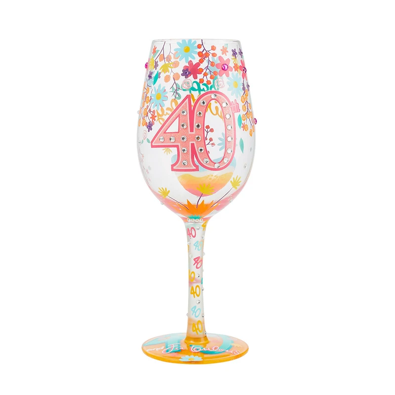 Lolita Happy 40th Birthday Handpainted Wine Glass, 15 oz. for only USD 34.99 | Hallmark