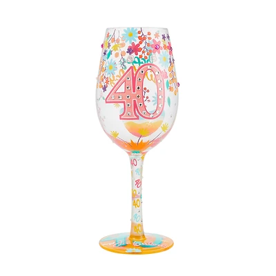 Lolita Happy 40th Birthday Handpainted Wine Glass, 15 oz. for only USD 34.99 | Hallmark