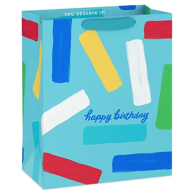 13" Happy Birthday and Confetti Stripes on Blue Large Gift Bag for only USD 4.99 | Hallmark