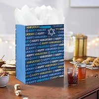 15.5" Happy Hanukkah on Metallic Blue Extra-Large Gift Bag for only USD 5.49 | Hallmark