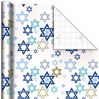 Stars of David on White Hanukkah Wrapping Paper Roll, 35 sq. ft. for only USD 4.99 | Hallmark