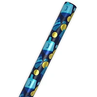 Dreidels and Gelt on Metallic Navy Hanukkah Wrapping Paper Roll, 22.5 sq. ft. for only USD 4.99 | Hallmark