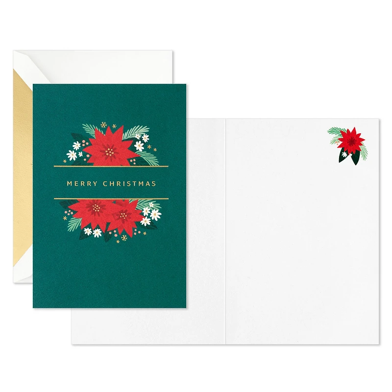 Poinsettias on Green Blank Boxed Christmas Cards, Pack of 12 for only USD 17.49 | Hallmark