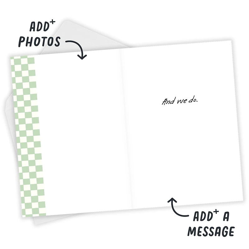 Personalized Green and White Checkerboard Photo Card for only USD 4.99 | Hallmark