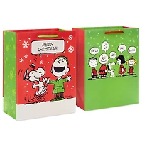 11.5" Peanuts® Vintage Holiday Scenes 2-Pack Large Gift Bag Bundle for only USD 6.99 | Hallmark