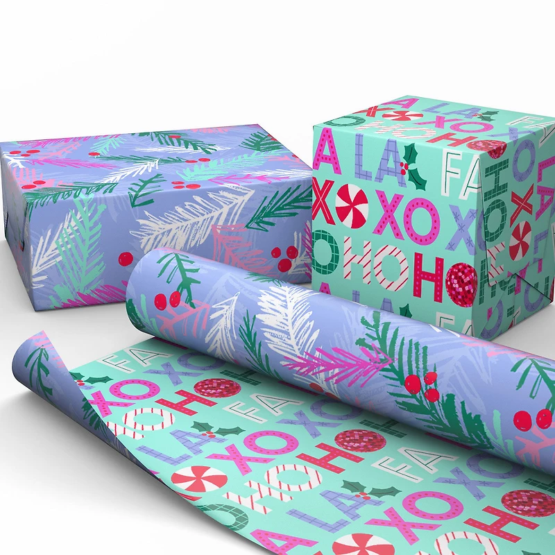 Vibrant Pines/Merry Messages Christmas Reversible Wrapping Paper Roll, 30 sq. ft. for only USD 4.99 | Hallmark