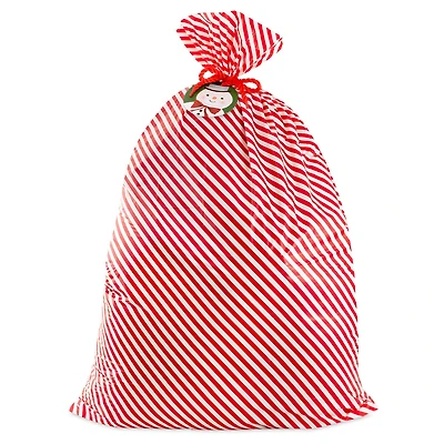 56" Red and White Striped Giant Plastic Christmas Gift Bag With Snowman Tag and Tie for only USD 5.49 | Hallmark
