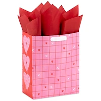 9.6" Red Grid on Pink Medium Valentine's Day Gift Bag With Tissue Paper for only USD 6.49 | Hallmark
