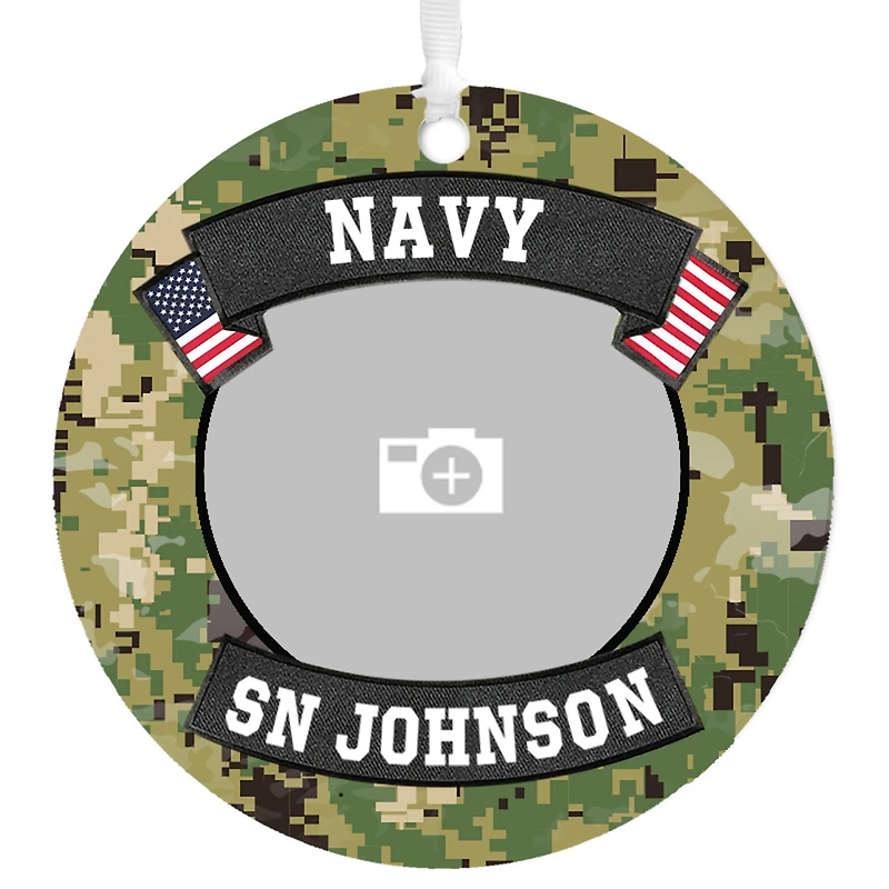 Navy Metal Personalized Ornament, Custom Photo and Text for only USD 17.99 | Hallmark