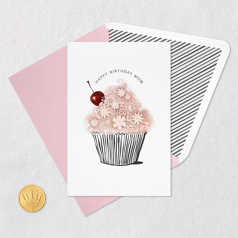 Floral Pink Cupcake Birthday Card for Mom for only USD 8.59 | Hallmark