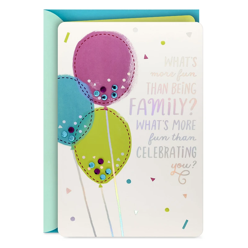 Celebrating You Sequin Balloons Birthday Card for Family for only USD 7.99 | Hallmark