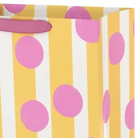 13" Pink Dots on Yellow Stripes Large Gift Bag for only USD 4.99 | Hallmark