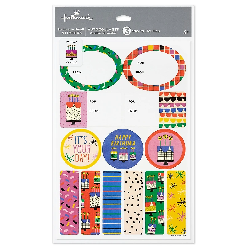 Vanilla-Scented Colorful Birthday Gift Tags and Stickers, 3 sheets for only USD 3.99 | Hallmark