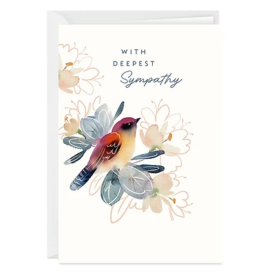 Watercolor Bird and Flowers Custom Sympathy Card for only USD 4.99 | Hallmark
