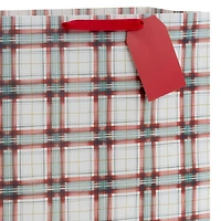 20" Farmhouse Plaid on White Jumbo Christmas Gift Bag for only USD 5.99 | Hallmark