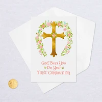 Blessings and Prayers Floral Cross First Communion Card for only USD 2.99 | Hallmark