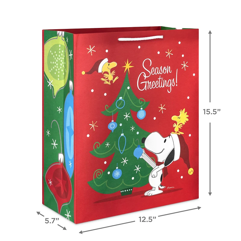 15.5" Peanuts® Snoopy and Woodstock on Red Extra-Large Christmas Gift Bag for only USD 4.99 | Hallmark