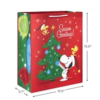 15.5" Peanuts® Snoopy and Woodstock on Red Extra-Large Christmas Gift Bag for only USD 4.99 | Hallmark