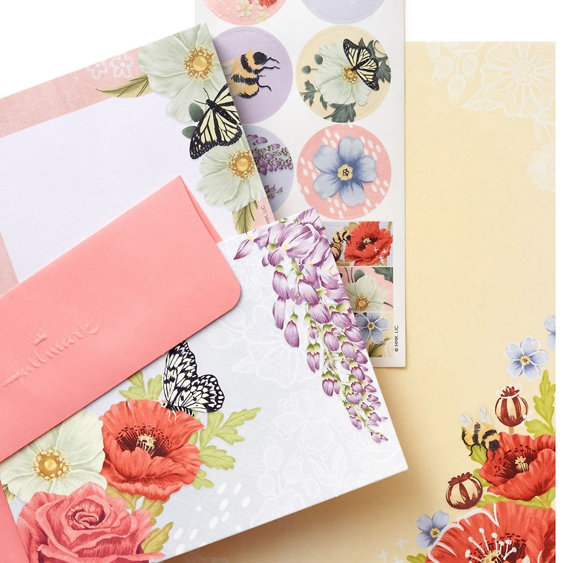 Pink Floral Stationery Set and Desk Organizer Box for only USD 14.99 | Hallmark