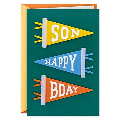 Biggest Fans Pennant Flags Birthday Card for Son for only USD 9.59 | Hallmark