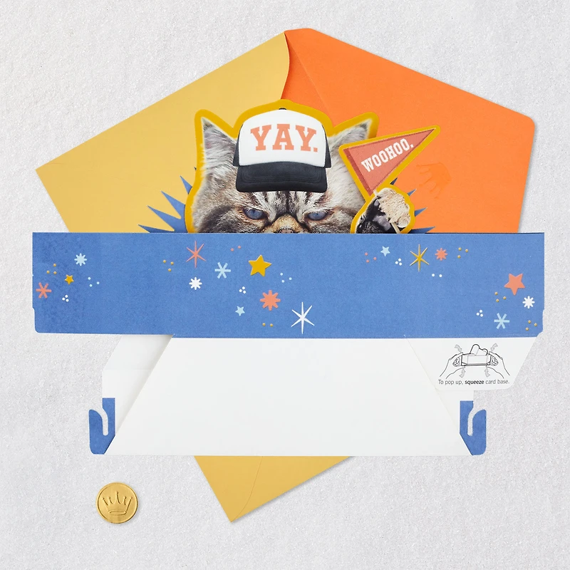 Kevin the Cat So Excited Funny 3D Pop-Up Card for only USD 7.99 | Hallmark