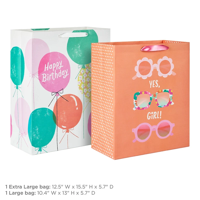 Sunglasses and Balloons 2-Pack Birthday Gift Bag Bundle for only USD 8.99 | Hallmark