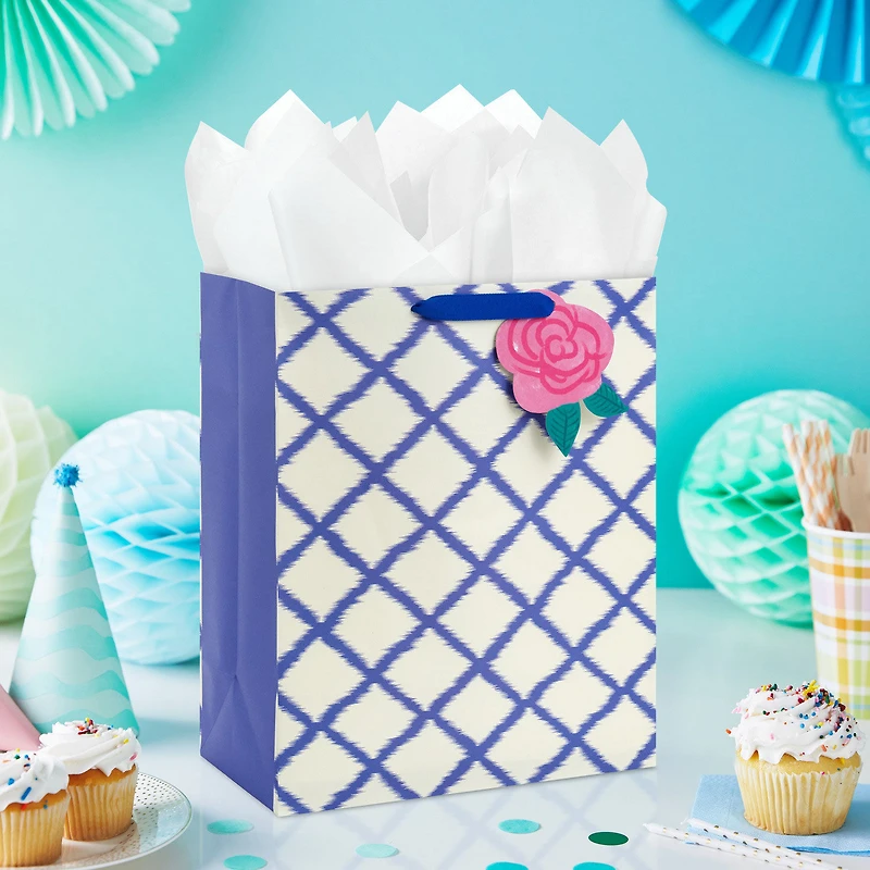 13" Blue Trellis on White Large Gift Bag for only USD 4.99 | Hallmark