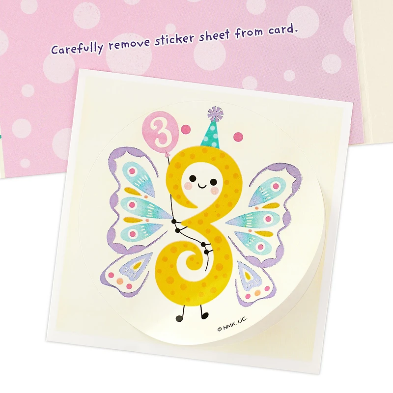 Bright and Delightful Butterfly 3rd Birthday Card With Sticker for only USD 4.59 | Hallmark