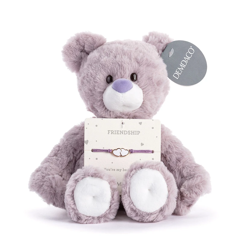 Demdaco Friendship Lavender Plush Bear With Hearts Bracelet for only USD 17.00 | Hallmark