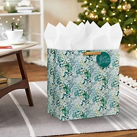 15" Winter Botanicals on Light Sage Extra-Deep Holiday Gift Bag for only USD 5.99 | Hallmark