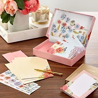 Pink Floral Stationery Set and Desk Organizer Box for only USD 14.99 | Hallmark