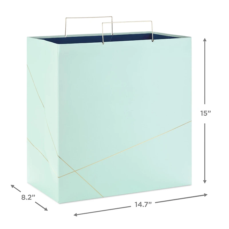 15" Mint Green With Gold Extra-Deep Square Gift Bag for only USD 7.99 | Hallmark