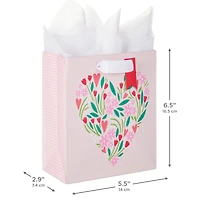 6.5" Heart-Shaped Flowers on Pink Small Valentine's Day Gift Bag With Tissue Paper for only USD 4.99 | Hallmark