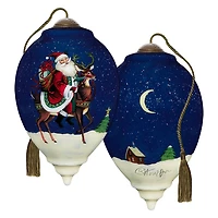 Ne'Qwa Art Jingle All the Way Santa and Reindeer Glass Christmas Ornament for only USD 55.00 | Hallmark