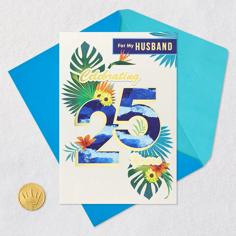 Tropical Leaves 25th Anniversary Card for Husband for only USD 5.59 | Hallmark