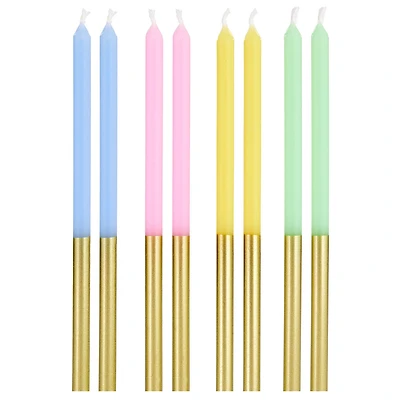 Pastel and Gold Two-Tone Tall Birthday Candles, Set of 12 for only USD 4.99 | Hallmark