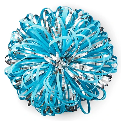 Turquoise and Silver Metallic Pom Pom Gift Bow, 5" for only USD 3.99 | Hallmark