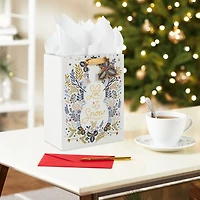 9.6" Snowman Silhouette on Holiday Toile Medium Gift Bag for only USD 3.99 | Hallmark
