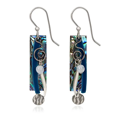 Silver Forest Rectangle With Coil and Beads Drop Earrings for only USD 26.00 | Hallmark