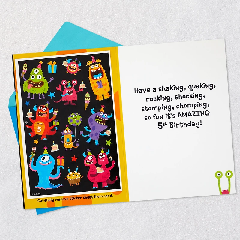 Silly Monsters 5th Birthday Card With Stickers for only USD 4.59 | Hallmark