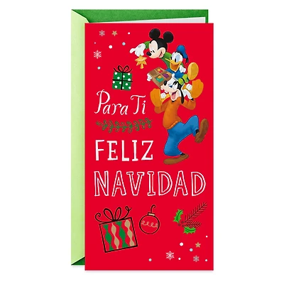 Disney Mickey Mouse and Friends Sharing the Merry Spanish-Language Money Holder Christmas Card for only USD 2.99 | Hallmark