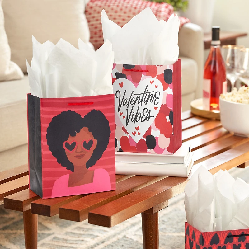 9.6" Valentine Vibes 4-Pack Assorted Medium Gift Bags for only USD 7.99 | Hallmark