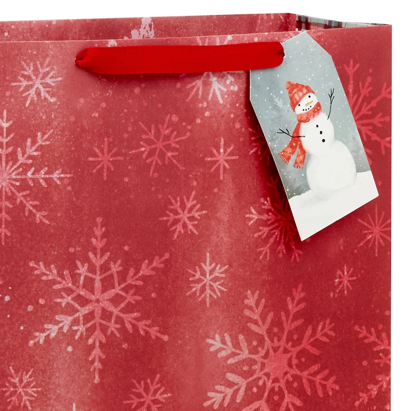 15.5" Subtle Snowflakes on Barn Red Extra-Large Holiday Gift Bag for only USD 4.99 | Hallmark
